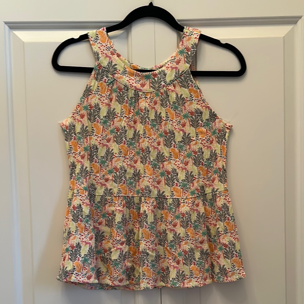 LOFT Printed Peplum Tank Top Sleeveless Size S